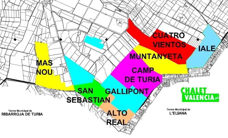Mapa urbanizaciones sur Pobla Vallbona Gallipont